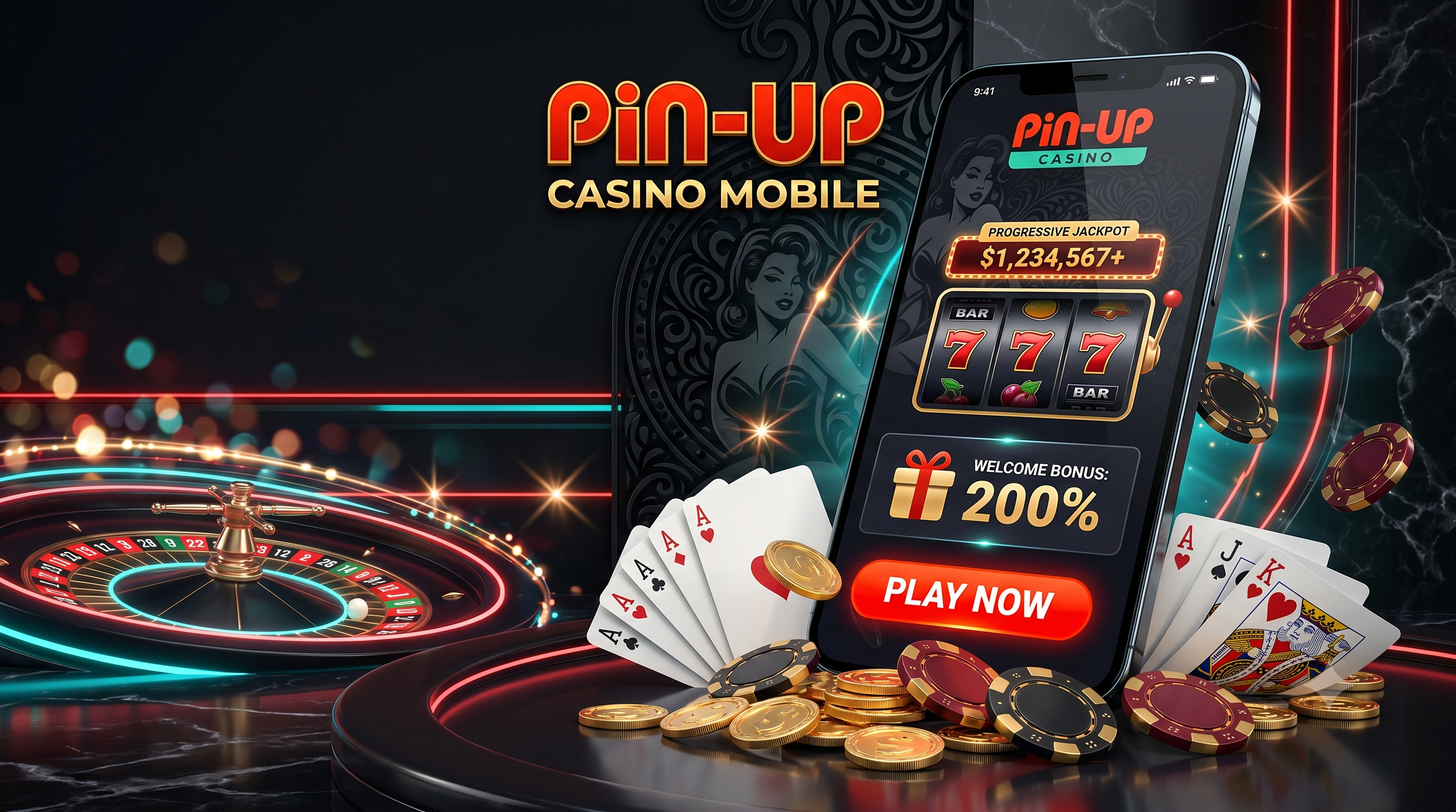 Pin Up mobile casino interface on a smartphone screen